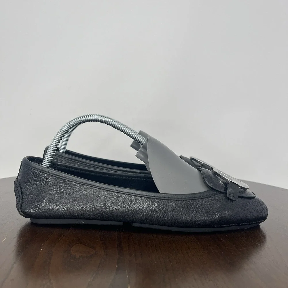 Michael Kors Lillie Shoes Women's 6.5M Black Leather Ballet Flats Ballerina Logo